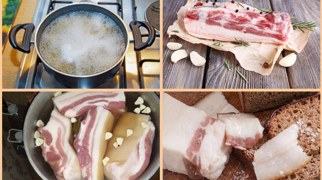 Сало соленое в рассоле в луковой шелухе - 8 самых вкусных рецептов с чесноком