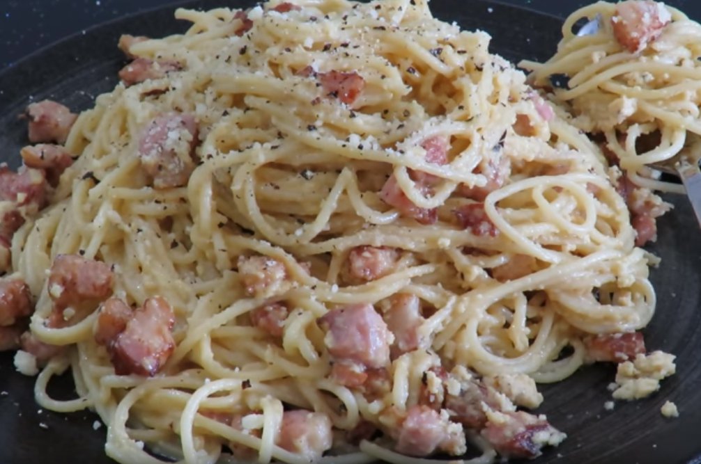 Спагетти с беконом и шампиньонами по мотивам пасты карбонара - fraukitchen.ru