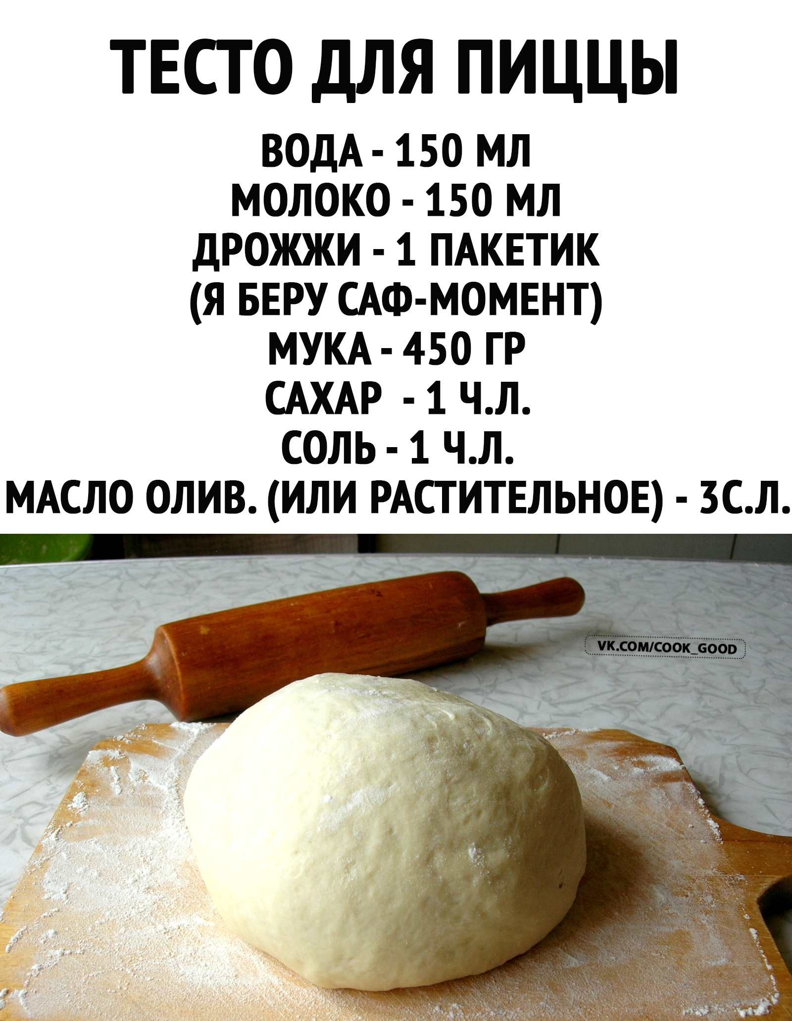 Пицца на молоке и дрожжах - рецепт с фото