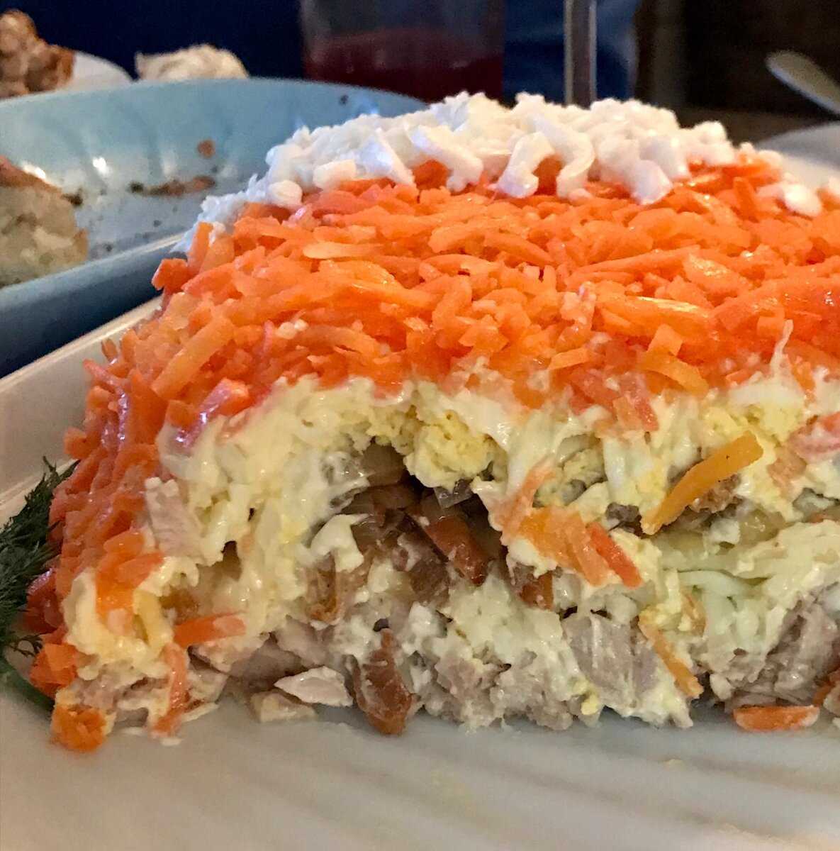 Салаты лисичка с корейской морковкой и лисья шубка рецепт с фото