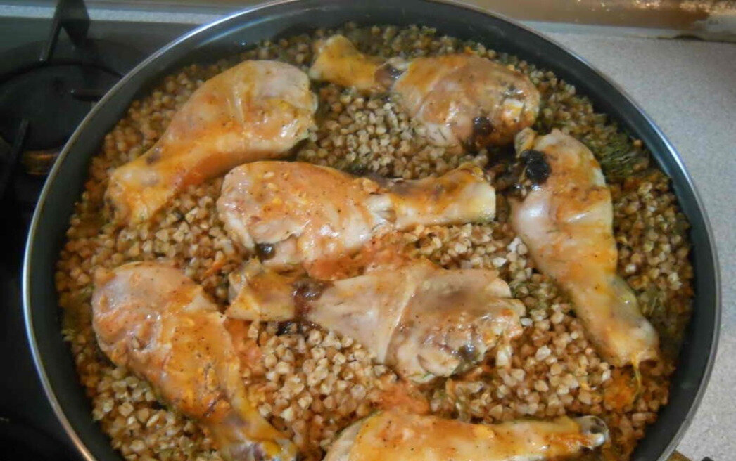Гречка с курицей в духовке