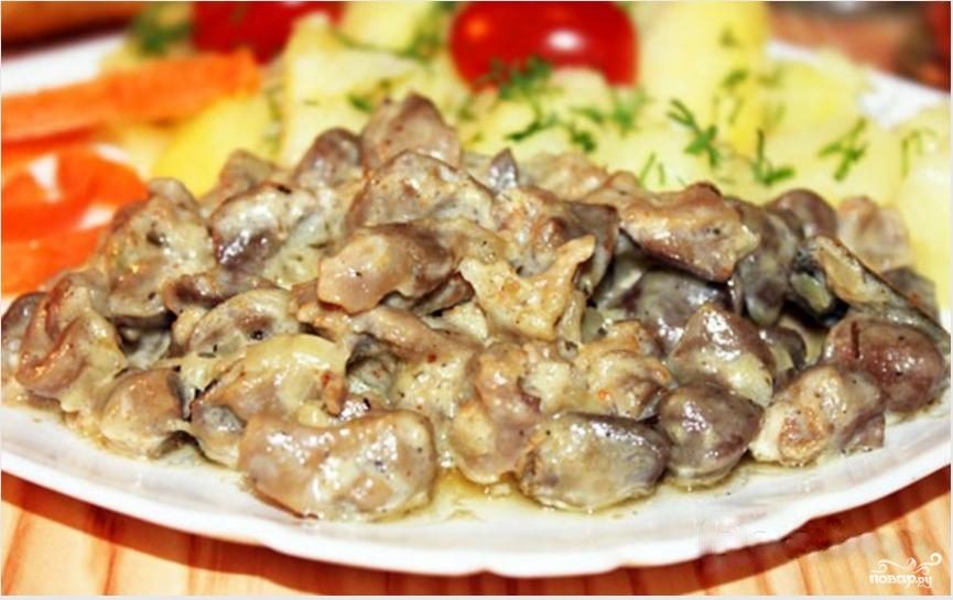 Куриные сердечки с грибами в сметане рецепт с фото - едим дома