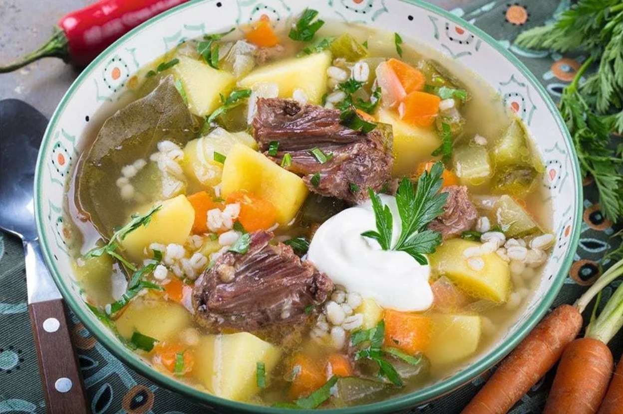 Рассольник с курицей и рисом