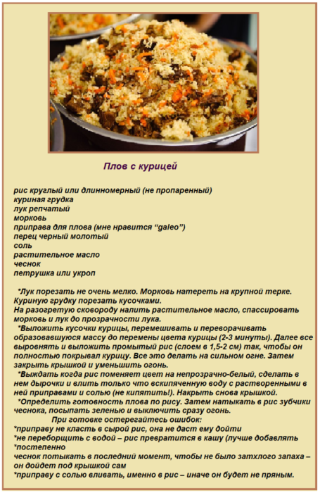 Плов с курицей - 7 простых и вкусных рецептов рассыпчатого плова