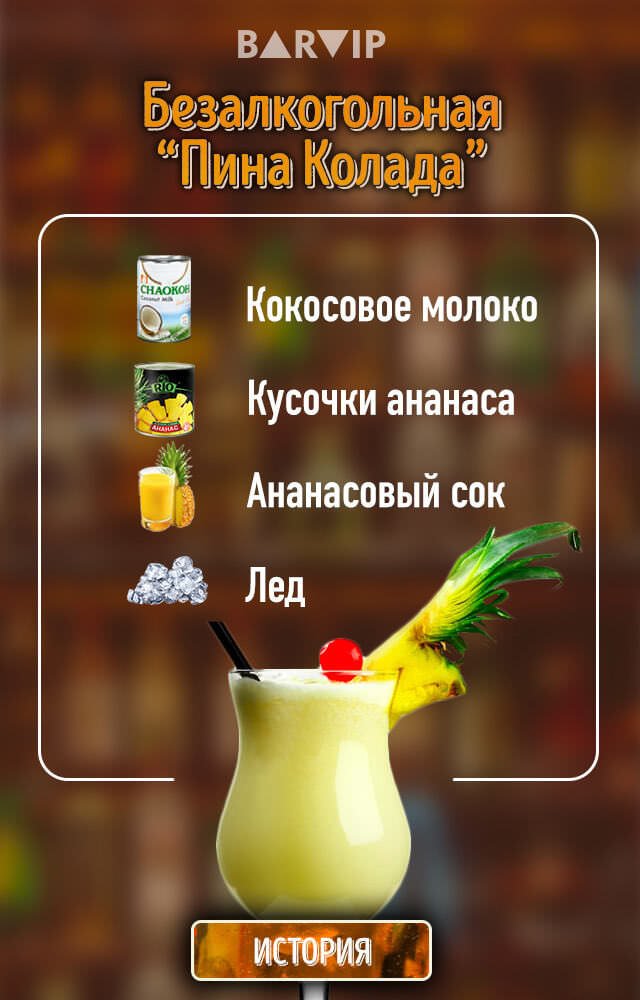 Пина колада безалкогольная – 6 лучших рецептов приготовления
