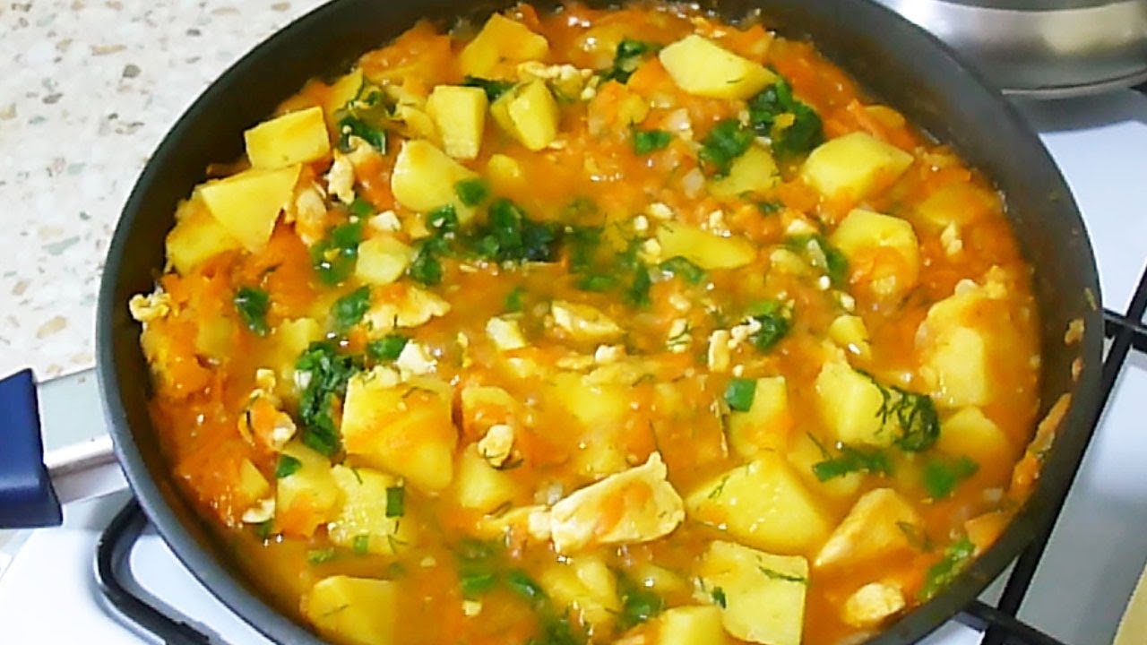 20 простых рецептов тушеной картошки с курицей