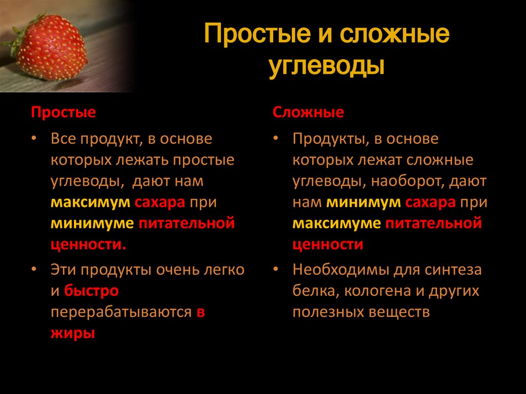 Сложные и простые углеводы: соотношение и содержание в продуктах
