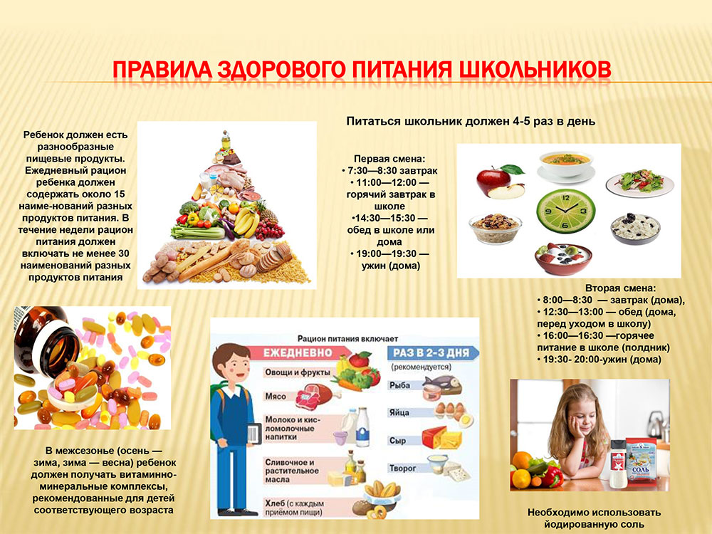 Питание школьников - правильное меню на каждый день